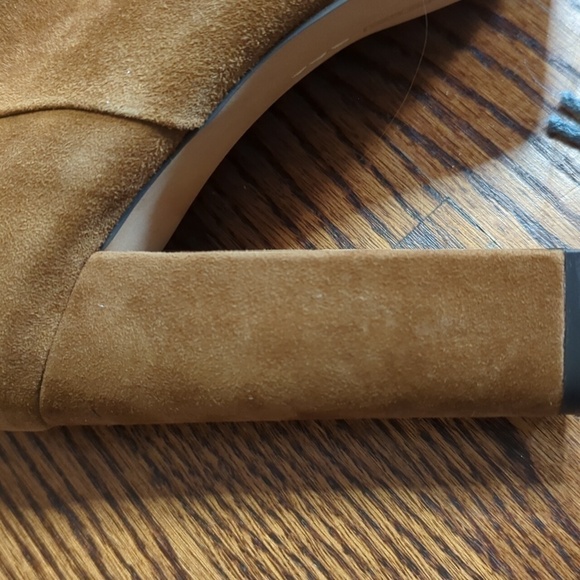 Vince Camuto Leslieon camel suede leather platform chic sleek square toe booties - Picture 3 of 8